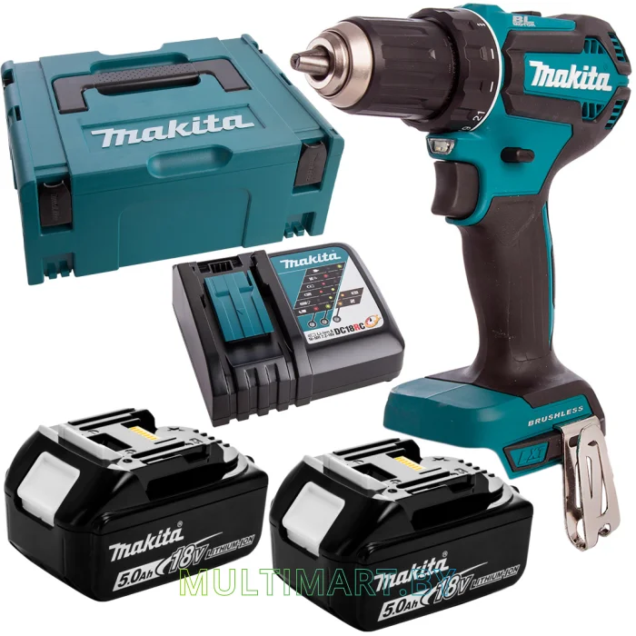 Дрель-шуруповерт Makita DDF485RTJ (с 2-мя АКБ 5 А·ч, кейс)